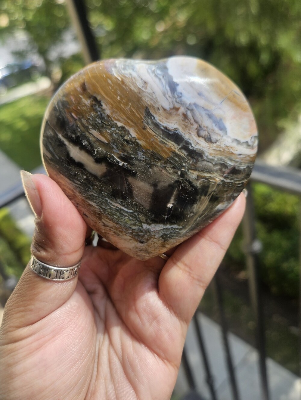 Ocean Jasper Puffy Heart